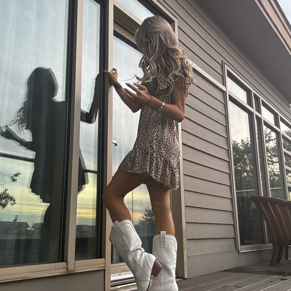 Leopard Print Ruffle mini shorts romper - fashion nova - country western small